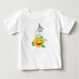 Camiseta De Bebé Gato del asistente de Halloween en la calabaza