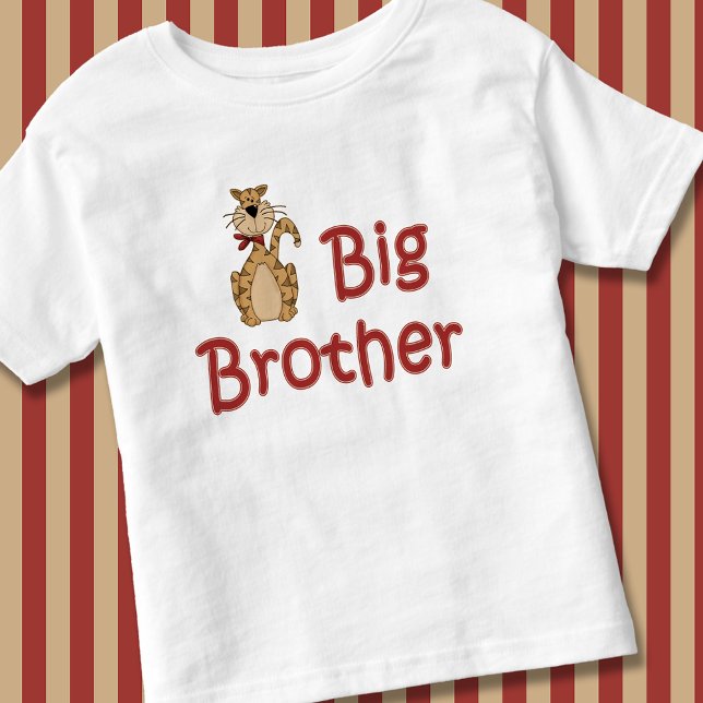 Camiseta De Bebé Gato del tigre a rayas del Gran Hermano (Big Brother Striped Tiger Tabby Cat Toddler T-shirt)