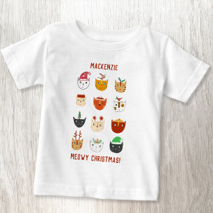 Camiseta De Bebé Gato Divertido Meowy Navidad Personalizada