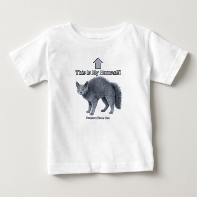 Camiseta De Bebé Gato divertido ruso azul – Este es mi humano (Anverso)