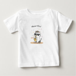Camiseta De Bebé Gato Divertido Tocando Saxofón Jazz 