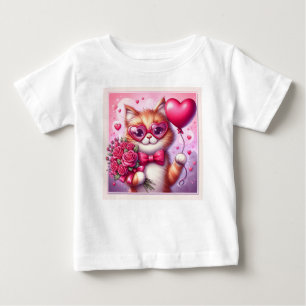 Camiseta De Bebé Gato El día de San Valentín/gatito