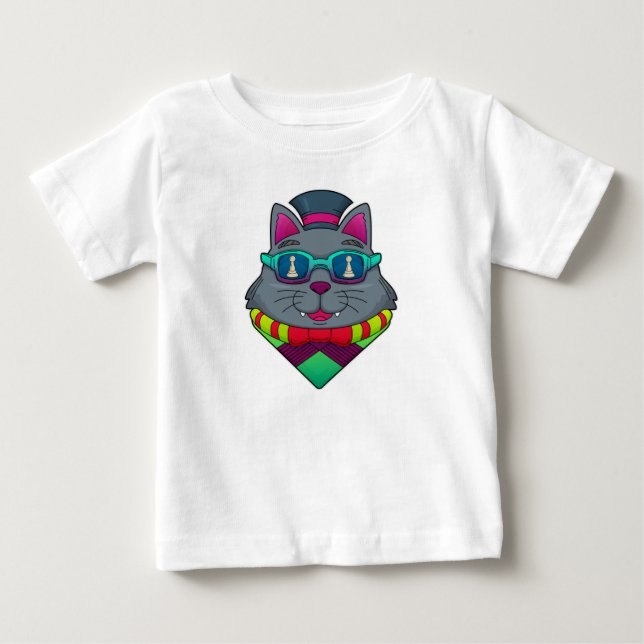 Camiseta De Bebé Gato en ajedrez con peón de ajedrez (Anverso)