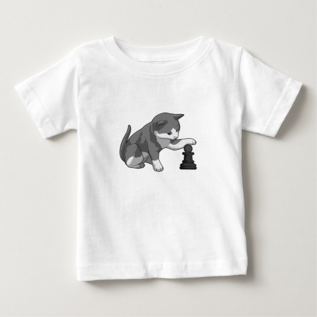 Camiseta De Bebé Gato en ajedrez con pieza de ajedrez Bishop (Anverso)