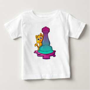 Camiseta De Bebé Gato en ajedrez con pieza de ajedrez Rook