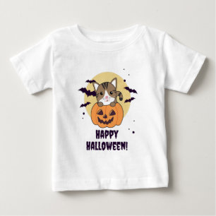 Camiseta De Bebé Gato En Calabaza Gatos Dulces Feliz Halloween