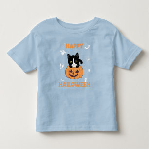 Camiseta De Bebé Gato En Calabaza Gatos Dulces Feliz Niño De Hallow