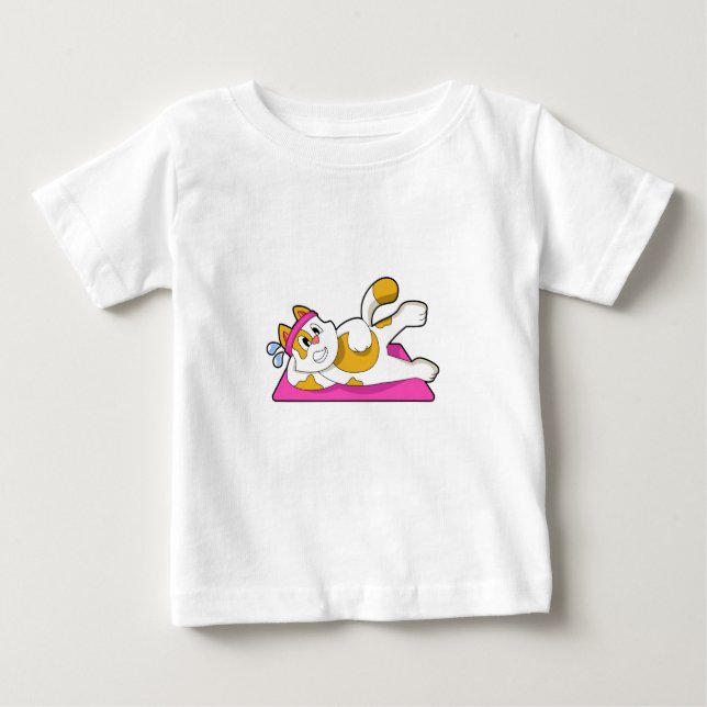 Camiseta De Bebé Gato en ejercicio de Stretching de Yoga (Anverso)