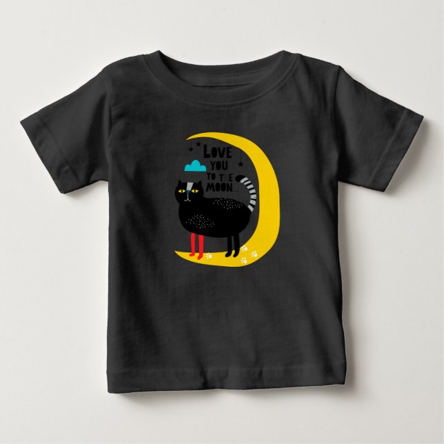 Camiseta De Bebé Gato en la luna (Anverso)