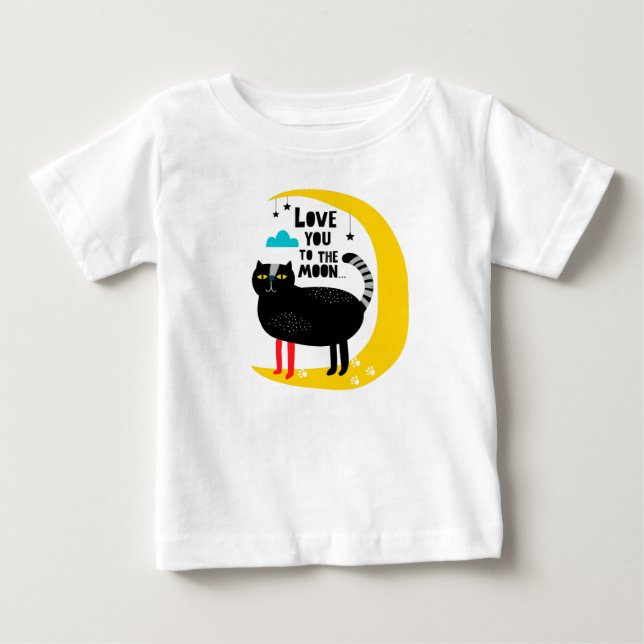 Camiseta De Bebé Gato en la luna (Anverso)