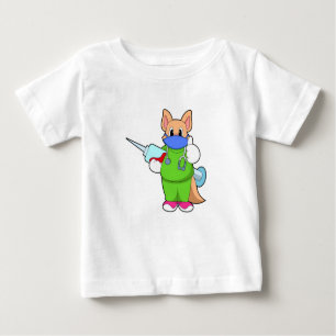 Camiseta De Bebé Gato en la vacunación con jeringas