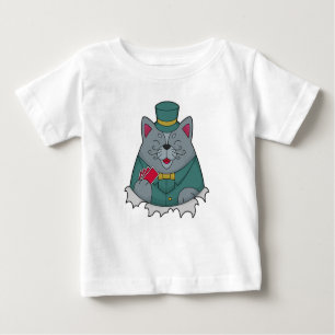 Camiseta De Bebé Gato en Poker con tarjetas de póker