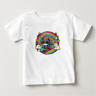 Camiseta De Bebé Gato en un bebé de skateboard