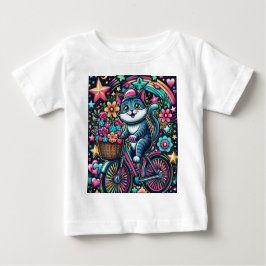 Camiseta De Bebé Gato en una bicicleta