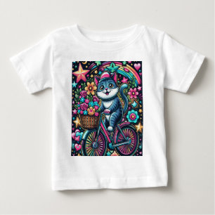 Camiseta De Bebé Gato en una bicicleta