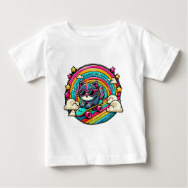 Camiseta De Bebé Gato en una tabla de patinaje