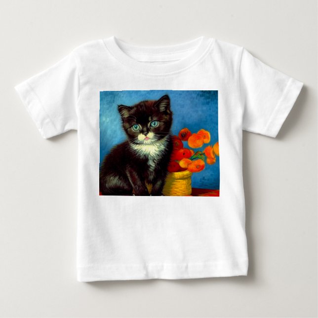 Camiseta De Bebé Gato esmoquin de Van Gogh  (Anverso)