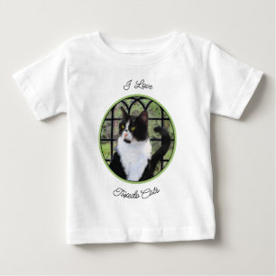 Camiseta De Bebé Gato esmoquin en pintura de ventana Arte animal or