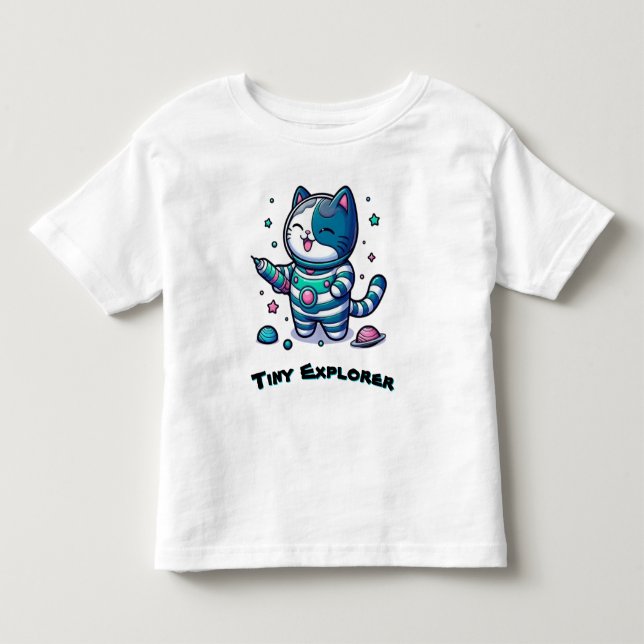 Camiseta De Bebé 🚀 Gato Espacial Adorable Astronauta 🐱 (Anverso)