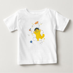 Camiseta De Bebé gato espacial en un casco entre los planetas y est