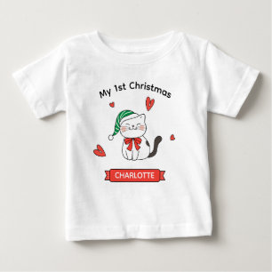 Camiseta De Bebé Gato Gatito Lindo Nombre Personalizado Primera Nav