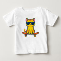 Gato genial de monopatín con gafas de sol Cartoon