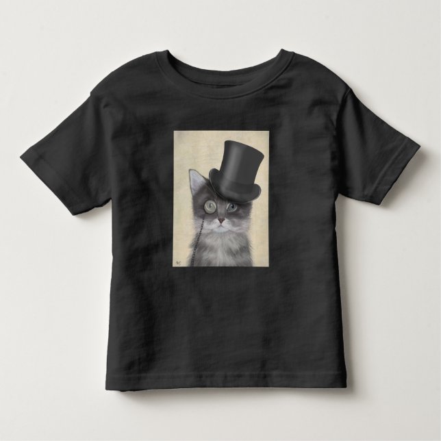 Camiseta De Bebé Gato gris con sombrero superior (Anverso)