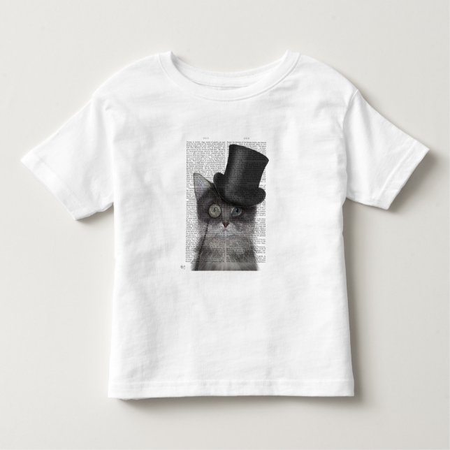 Camiseta De Bebé Gato gris con sombrero superior (Anverso)