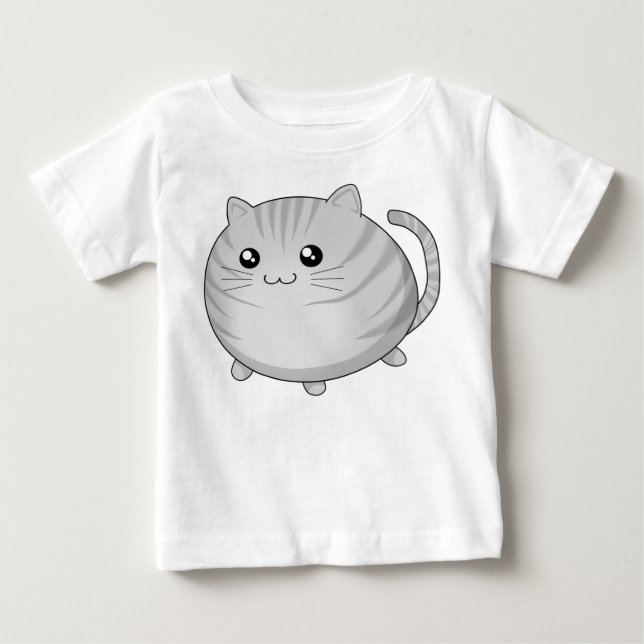 Camiseta De Bebé Gato gris lindo del gatito del tabby de Kawaii (Anverso)