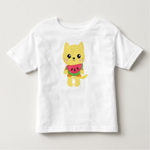 Camiseta De Bebé Gato hawaiano, gato lindo, gato amarillo, sandía, 