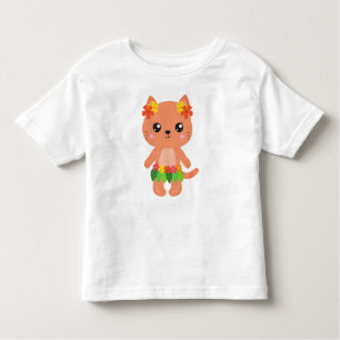 Camiseta De Bebé Gato hawaiano, gato lindo, gato Naranja, flores, l