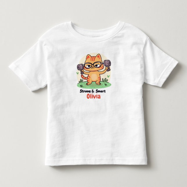Camiseta De Bebé Gato inteligente fuerte (Anverso)
