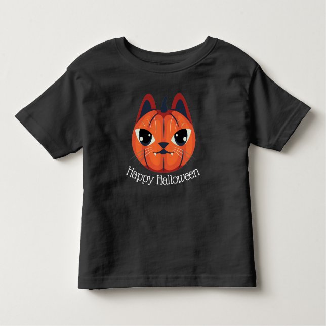 Camiseta De Bebé Gato Jack-o-lantern (Anverso)