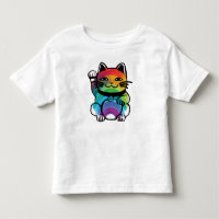 Gato japonés de buena suerte con arcoiris