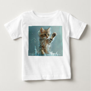 Camiseta De Bebé gato jugando en el agua