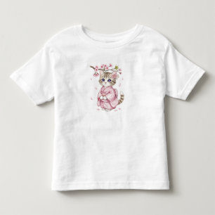 Camiseta De Bebé Gato Kawaii bajo la rama de Sakura, por Natasha Us