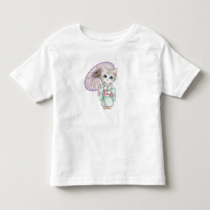 Camiseta De Bebé Gato Kawaii con Kimono, por Natasha Us  