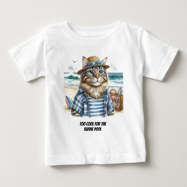 Camiseta De Bebé Gato Kitty de Guay en la playa (Anverso)