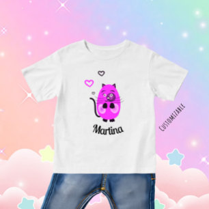 Camiseta De Bebé Gato lila lindo