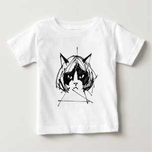 Camiseta De Bebé Gato Lindo con Peluca (Estilo 3) Arte Fino