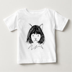 Camiseta De Bebé Gato Lindo con Peluca (Estilo 7) Arte Refinado