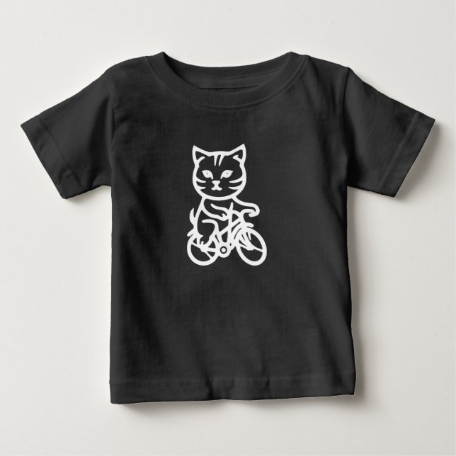 Camiseta De Bebé Gato lindo montando una bicicleta (Anverso)