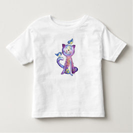 Camiseta De Bebé Gato malva chiflado con pájaros