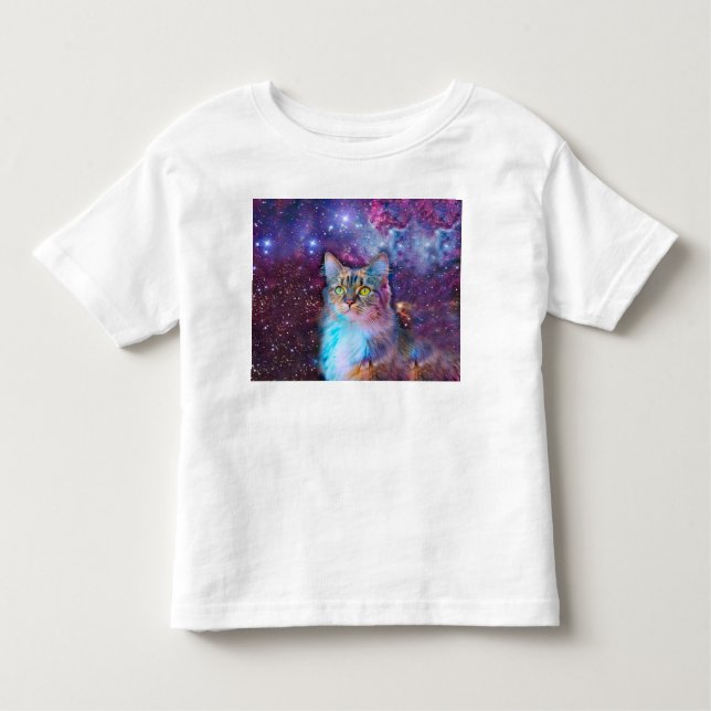 Camiseta De Bebé Gato morado en el espacio (Anverso)