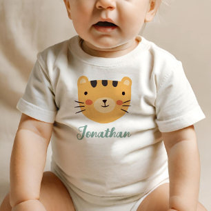 Camiseta De Bebé Gato Naranja Bonito Nombre Personalizado 
