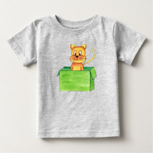 Camiseta De Bebé Gato Naranja Tonto Jugando En Una Caja