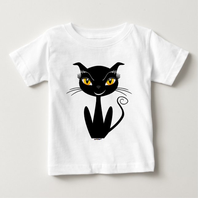 Camiseta De Bebé Gato negro caprichoso (Anverso)