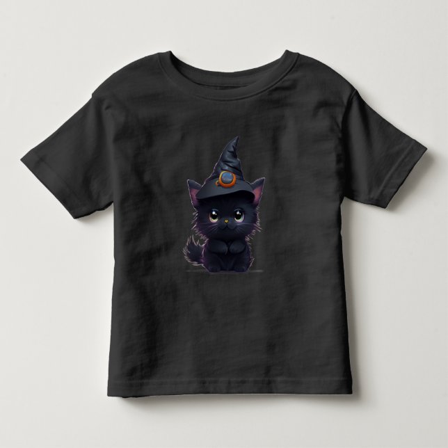 Camiseta De Bebé Gato negro chiflado de Halloween (Anverso)