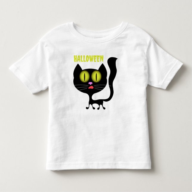 Camiseta De Bebé Gato negro chillón de Halloween (Anverso)