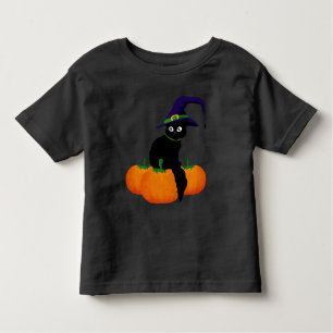 Camiseta De Bebé Gato negro con Gorra y calabazas para Halloween